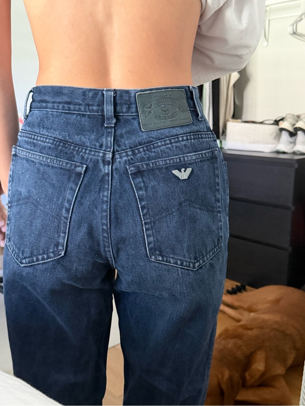 Vintage Armani Jeans Dark Indigo High-Rise Straight Jeans
